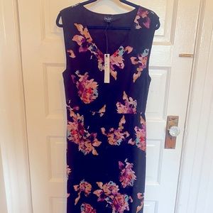 Nicole Miller Black Floral Print Sleeveless Dress